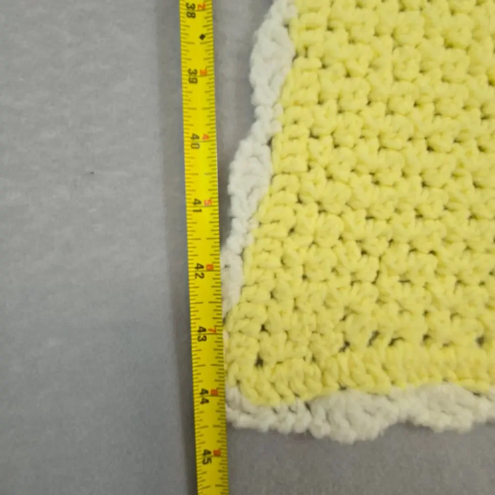 Crochet Baby Blanket Afghan Yellow with White Border Measures Approx 31x44